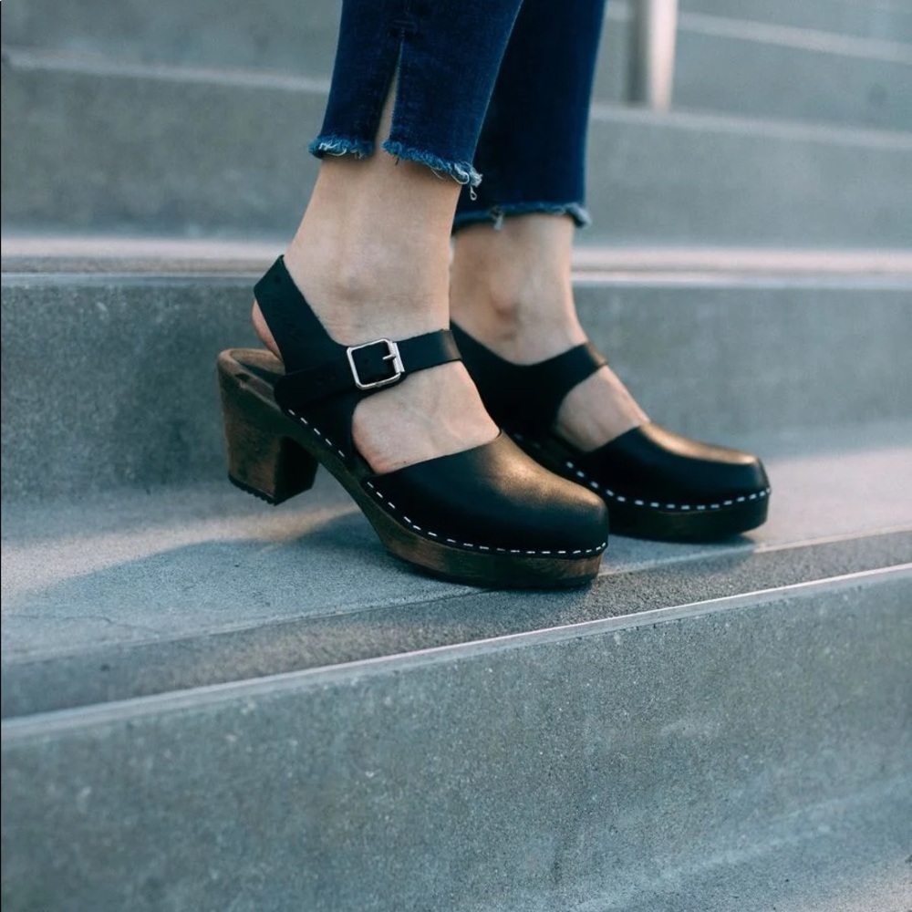 Lotta from Stockholm High Wood Black Clogs